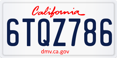 CA license plate 6TQZ786