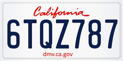 CA license plate 6TQZ787