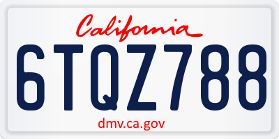 CA license plate 6TQZ788