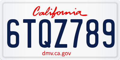 CA license plate 6TQZ789