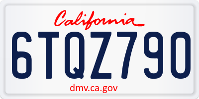 CA license plate 6TQZ790