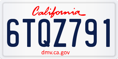 CA license plate 6TQZ791