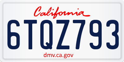 CA license plate 6TQZ793