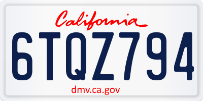 CA license plate 6TQZ794