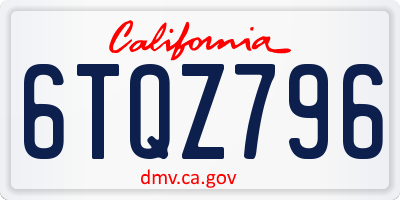 CA license plate 6TQZ796