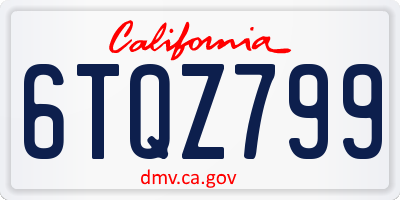 CA license plate 6TQZ799