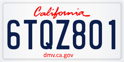 CA license plate 6TQZ801