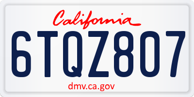 CA license plate 6TQZ807