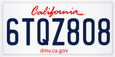 CA license plate 6TQZ808