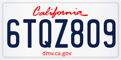 CA license plate 6TQZ809