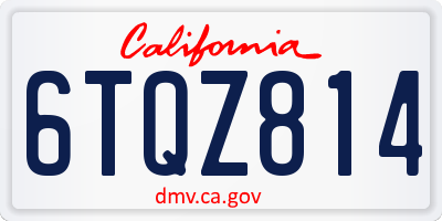 CA license plate 6TQZ814