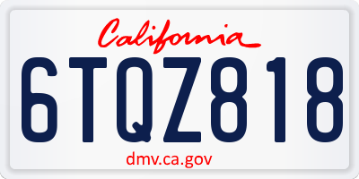 CA license plate 6TQZ818