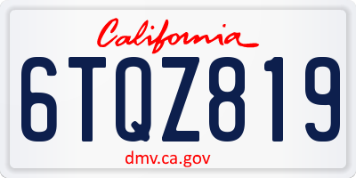 CA license plate 6TQZ819