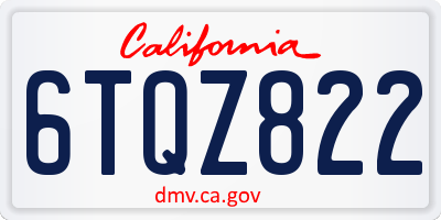 CA license plate 6TQZ822