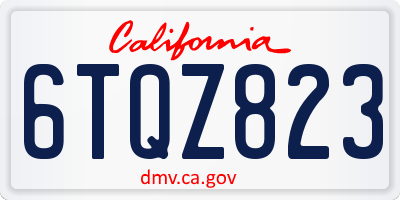 CA license plate 6TQZ823