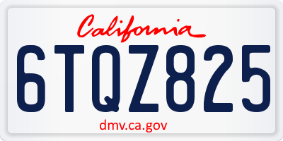 CA license plate 6TQZ825