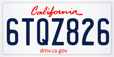 CA license plate 6TQZ826