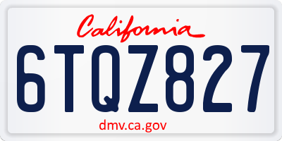 CA license plate 6TQZ827