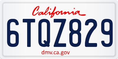 CA license plate 6TQZ829