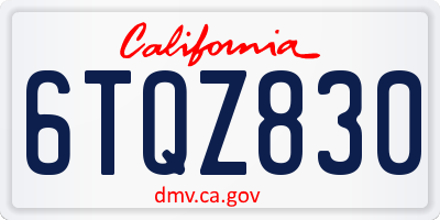 CA license plate 6TQZ830