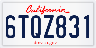 CA license plate 6TQZ831