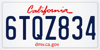 CA license plate 6TQZ834