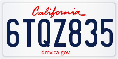 CA license plate 6TQZ835