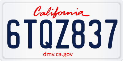 CA license plate 6TQZ837