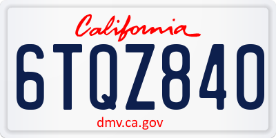 CA license plate 6TQZ840