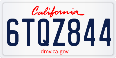 CA license plate 6TQZ844