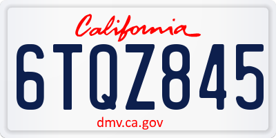 CA license plate 6TQZ845