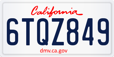 CA license plate 6TQZ849