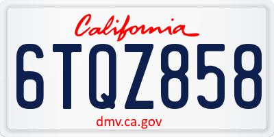 CA license plate 6TQZ858