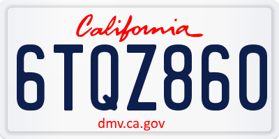 CA license plate 6TQZ860