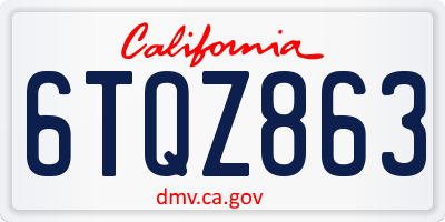 CA license plate 6TQZ863