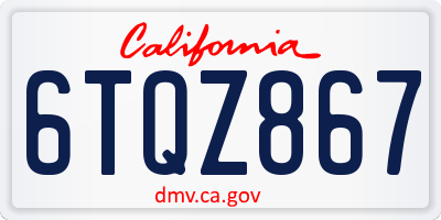 CA license plate 6TQZ867