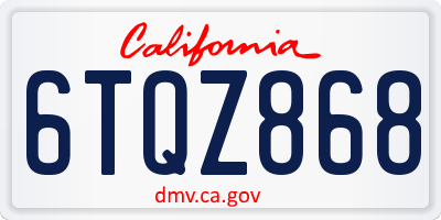 CA license plate 6TQZ868