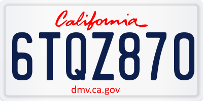 CA license plate 6TQZ870