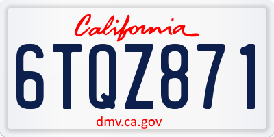 CA license plate 6TQZ871