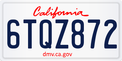 CA license plate 6TQZ872