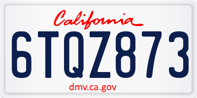 CA license plate 6TQZ873