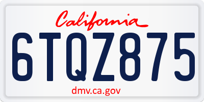 CA license plate 6TQZ875