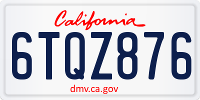 CA license plate 6TQZ876