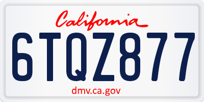 CA license plate 6TQZ877