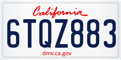 CA license plate 6TQZ883