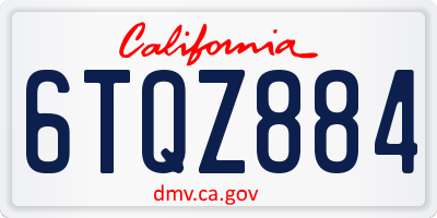 CA license plate 6TQZ884