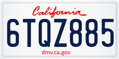 CA license plate 6TQZ885