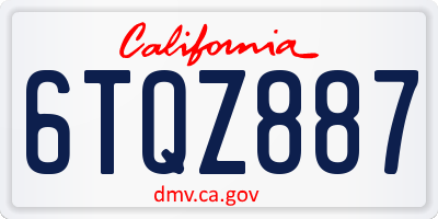 CA license plate 6TQZ887