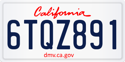 CA license plate 6TQZ891