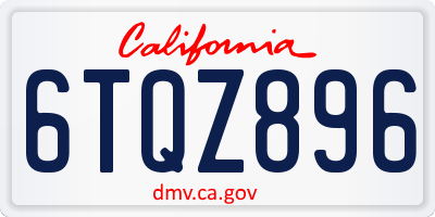 CA license plate 6TQZ896